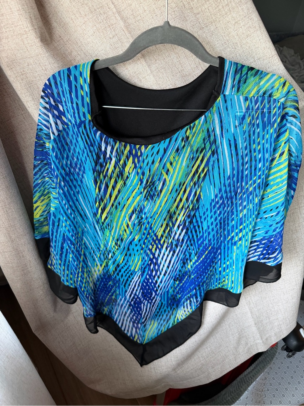 Source Unknown Blue & Green Abstract Layered Tunic